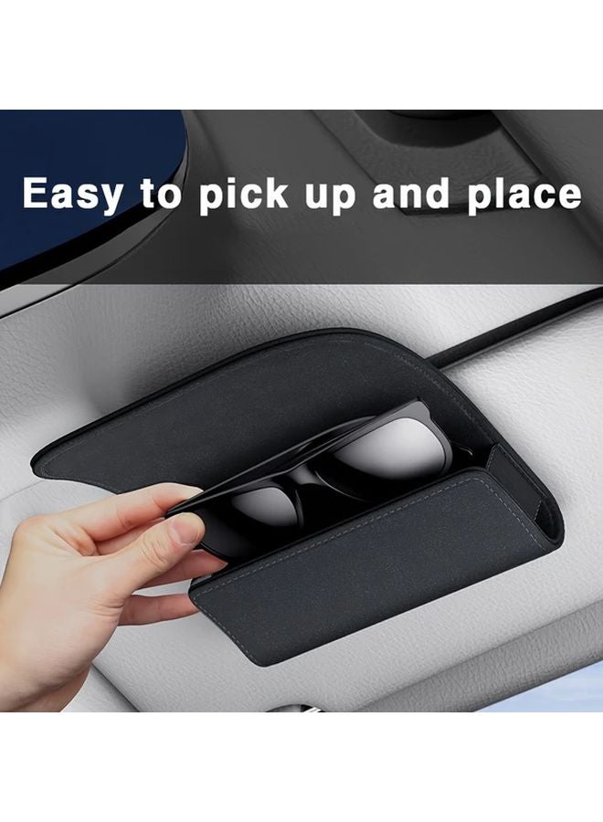 Black Car Sun Visor Glasses Case Magnetic Closure Universal Vehicle Storage Box - Image 5